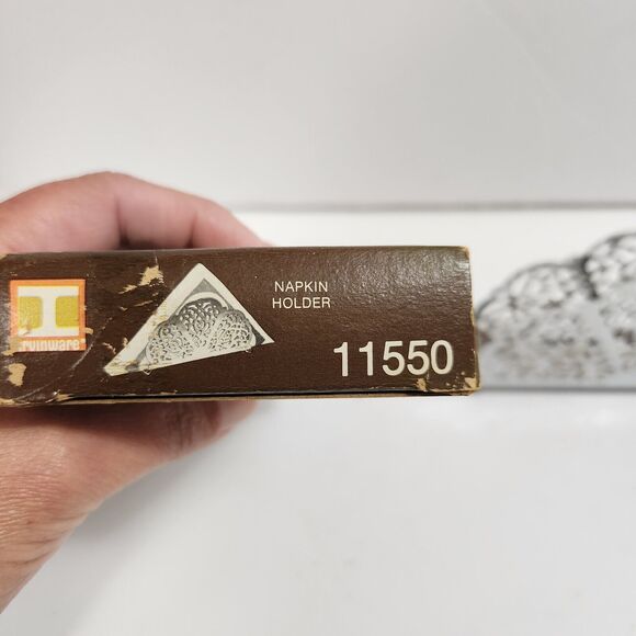 VTG 1971 Irvinware Made In USA Silver/Chrome  MCM  Napkin Holder Lace #11550 - Picture 9 of 11